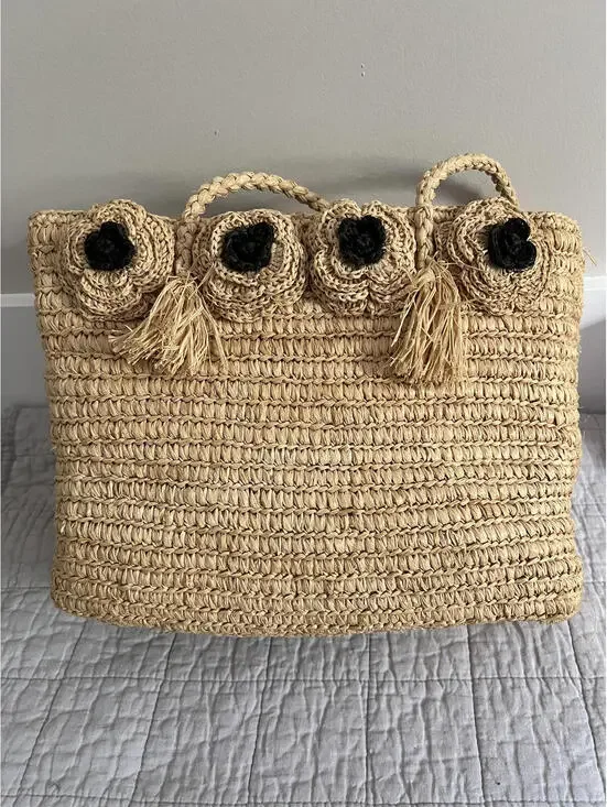 Annabel Ingall 100% Raphia Floral Tote Bag - Picture 2 of 7